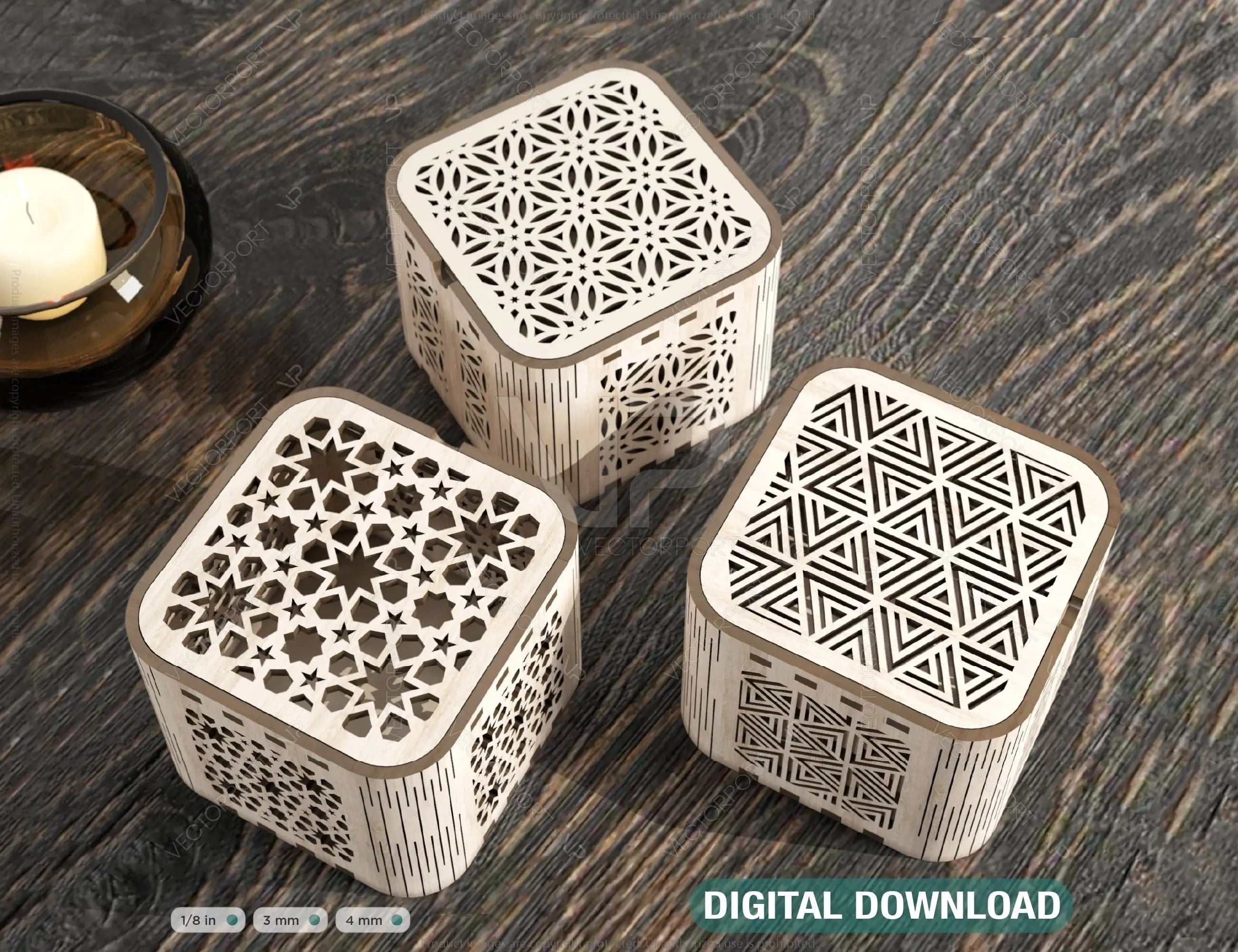 Decorative Wooden Gift box laser cut jeweler case Wedding Love vector model Glowforge cut file |#U116| VectorPort
