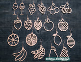 Cute Fruit Earrings For Women Grape Strawberry Laser Wooden Laser Cut Earrings Glowforge Cricut Jewelry Pendants | SVG, DXF, AI |#117| VectorPort