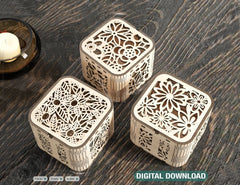 Decorative Wooden Gift box laser cut jeweler case Wedding Love vector model Glowforge cut file |#U117|