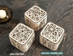 Decorative Wooden Gift box laser cut jeweler case Wedding Love vector model Glowforge cut file |#U117| VectorPort