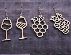 Cute Fruit Earrings For Women Grape Strawberry Laser Wooden Laser Cut Earrings Glowforge Cricut Jewelry Pendants | SVG, DXF, AI |#117| VectorPort