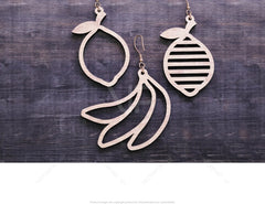 Cute Fruit Earrings For Women Grape Strawberry Laser Wooden Laser Cut Earrings Glowforge Cricut Jewelry Pendants | SVG, DXF, AI |#117| VectorPort