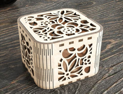 Decorative Wooden Gift box laser cut jeweler case Wedding Love vector model Glowforge cut file |#U117|