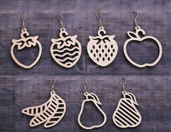 Cute Fruit Earrings For Women Grape Strawberry Laser Wooden Laser Cut Earrings Glowforge Cricut Jewelry Pendants | SVG, DXF, AI |#117| VectorPort