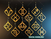 12 Constellation Laser Cut Earrings for Women Zodiac Sign Jewelry Astrology Leo Libra Aries Wooden Glowforge Pendants | SVG, DXF, AI |#118| VectorPort