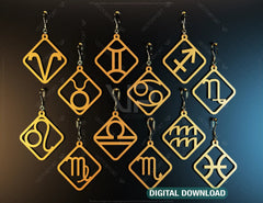 12 Constellation Laser Cut Earrings for Women Zodiac Sign Jewelry Astrology Leo Libra Aries Wooden Glowforge Pendants | SVG, DXF, AI |#118| VectorPort