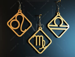 12 Constellation Laser Cut Earrings for Women Zodiac Sign Jewelry Astrology Leo Libra Aries Wooden Glowforge Pendants | SVG, DXF, AI |#118|