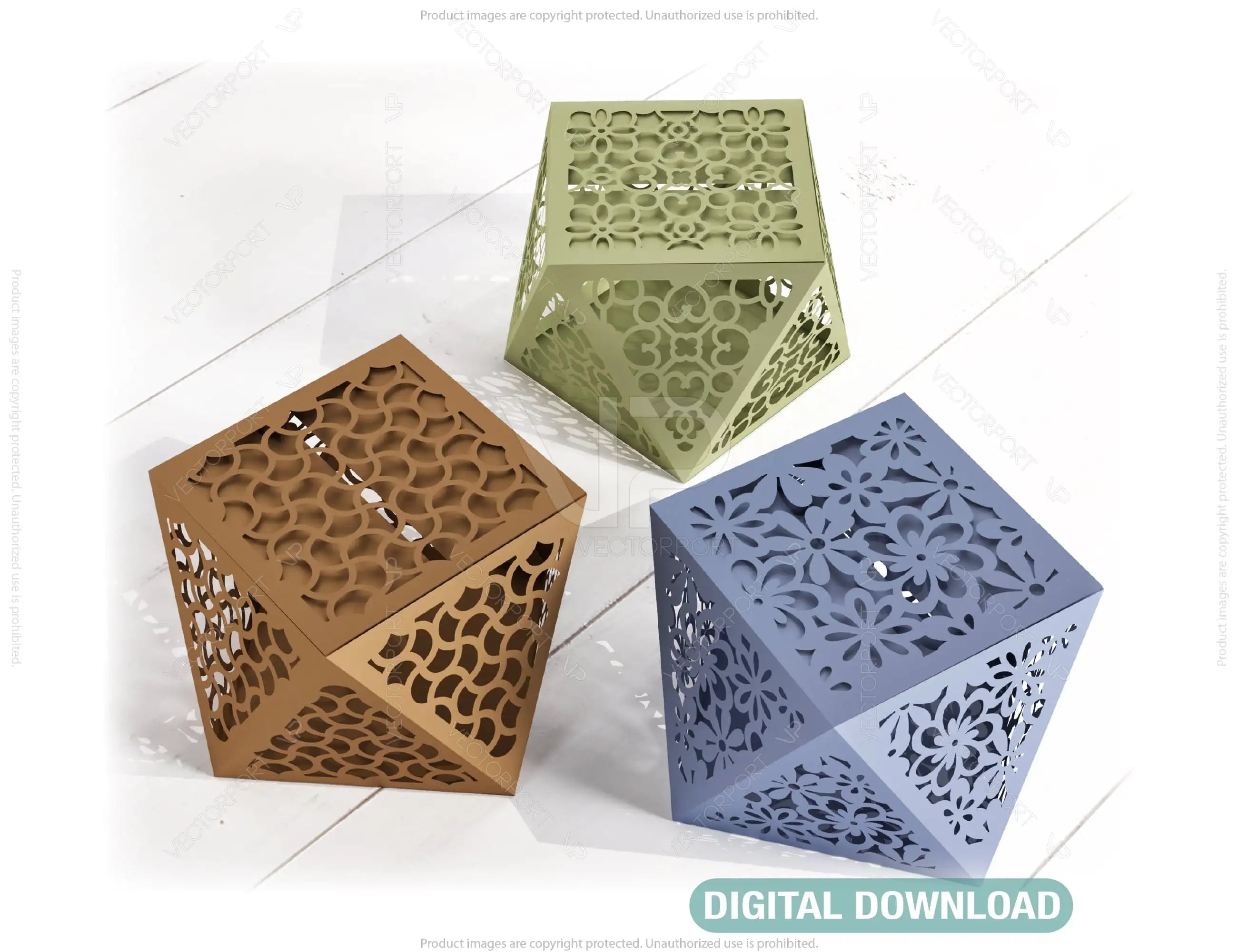 Papercut Craft Paper boxes Packing for Gift Wedding Favors Box Lace Pattern template Files |#U119| VectorPort