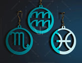 12 Constellation Laser Cut Earrings for Women Zodiac Sign Jewelry Astrology Leo Libra Aries Wooden Glowforge Pendants | SVG, DXF, AI |#119| VectorPort