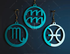 12 Constellation Laser Cut Earrings for Women Zodiac Sign Jewelry Astrology Leo Libra Aries Wooden Glowforge Pendants | SVG, DXF, AI |#119| VectorPort