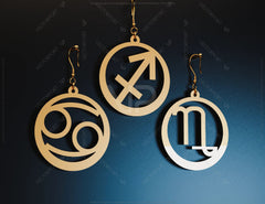 12 Constellation Laser Cut Earrings for Women Zodiac Sign Jewelry Astrology Leo Libra Aries Wooden Glowforge Pendants | SVG, DXF, AI |#119| VectorPort
