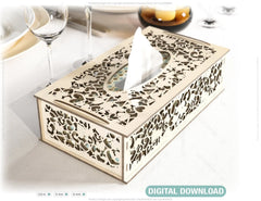 Decorative Laser Cut Tissue Box heart shape Tabletop wooden napkin cover Glowforge SVG |#U120|