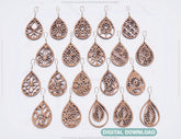 20 Earrings bundle Laser Cut tear drop templates for Women Jewelry Wooden Glowforge Pendants | SVG, DXF, AI |#121| VectorPort
