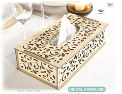 Decorative Laser Cut Tissue Box heart shape Tabletop wooden napkin cover Glowforge SVG |#U121|