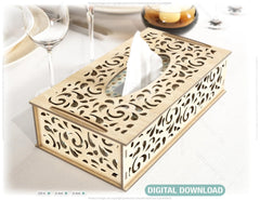 Decorative Laser Cut Tissue Box heart shape Tabletop wooden napkin cover Glowforge SVG |#U121| VectorPort