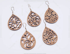 20 Earrings bundle Laser Cut tear drop templates for Women Jewelry Wooden Glowforge Pendants | SVG, DXF, AI |#121| VectorPort