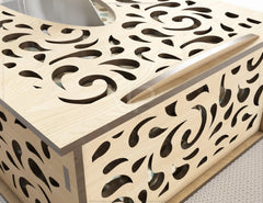 Decorative Laser Cut Tissue Box heart shape Tabletop wooden napkin cover Glowforge SVG |#U121|