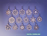 15 Flowers Earrings bundle Laser Cut tear drop templates for Women Jewelry Wooden Glowforge Pendants | SVG, DXF, AI |#122| VectorPort