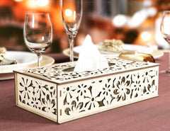 Flowers Pattern Decorative Laser Cut Tissue Box Tabletop wooden napkin cover Glowforge SVG |#U122| VectorPort