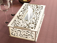 Flowers Pattern Decorative Laser Cut Tissue Box Tabletop wooden napkin cover Glowforge SVG |#U122| VectorPort