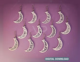12 Floral Crescent Earrings Moon Earring bundle Laser Cut for Women Jewelry Wooden Glowforge Pendants | SVG, DXF, AI |#123| VectorPort