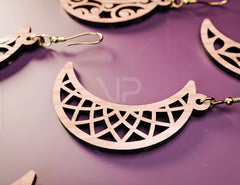 12 Floral Crescent Earrings Moon Earring bundle Laser Cut for Women Jewelry Wooden Glowforge Pendants | SVG, DXF, AI |#123| VectorPort