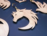 Animal Earrings Hanging 3D Wood Fox Eagle Bird Horse Shape Laser Cut for Women Jewelry Glowforge Pendants | SVG, DXF, AI |#124|