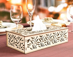 Decorative Laser Cut Tissue Box leaf shape Tabletop wooden napkin cover Glowforge SVG |#U124| VectorPort