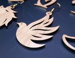Animal Earrings Hanging 3D Wood Fox Eagle Bird Horse Shape Laser Cut for Women Jewelry Glowforge Pendants | SVG, DXF, AI |#124|