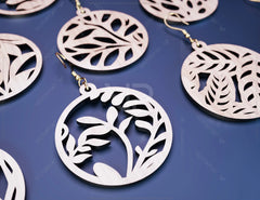 Round Leaves Earring Svg 12 styles Glowforge Cricut Jewelry Pendants laser cut | SVG, DXF, AI |#125|