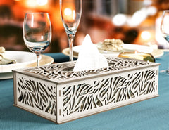 Leaves Decorative Laser Cut Tissue Box Tabletop wooden napkin cover Glowforge SVG |#U125|