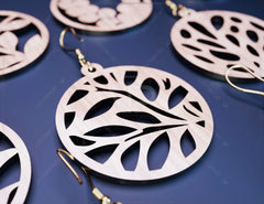 Round Leaves Earring Svg 12 styles Glowforge Cricut Jewelry Pendants laser cut | SVG, DXF, AI |#125| VectorPort