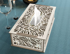 Leaves Decorative Laser Cut Tissue Box Tabletop wooden napkin cover Glowforge SVG |#U125|
