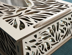 Leaves Decorative Laser Cut Tissue Box Tabletop wooden napkin cover Glowforge SVG |#U125| VectorPort