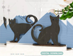 Cat Silhouette Decorative Napkin Holder Laser Cut Heart Leaf Rose shape Tabletop wooden holder SVG |#U126| VectorPort