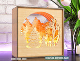 Christmas Wooden Night Lamp Deer Forest Scene Multilayer Shadowbox Laser Cut Lampshade Table light |#U127|