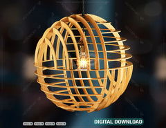 Spheric Wood Pendant Light Chandelier Lamp laser cut file, DIGITAL DOWNLOAD | SVG, DXF |#127| VectorPort
