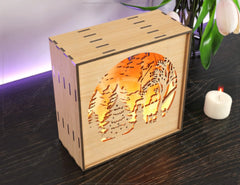 Christmas Wooden Night Lamp Deer Forest Scene Multilayer Shadowbox Laser Cut Lampshade Table light |#U127|