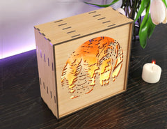 Christmas Wooden Night Lamp Deer Forest Scene Multilayer Shadowbox Laser Cut Lampshade Table light |#U127| VectorPort