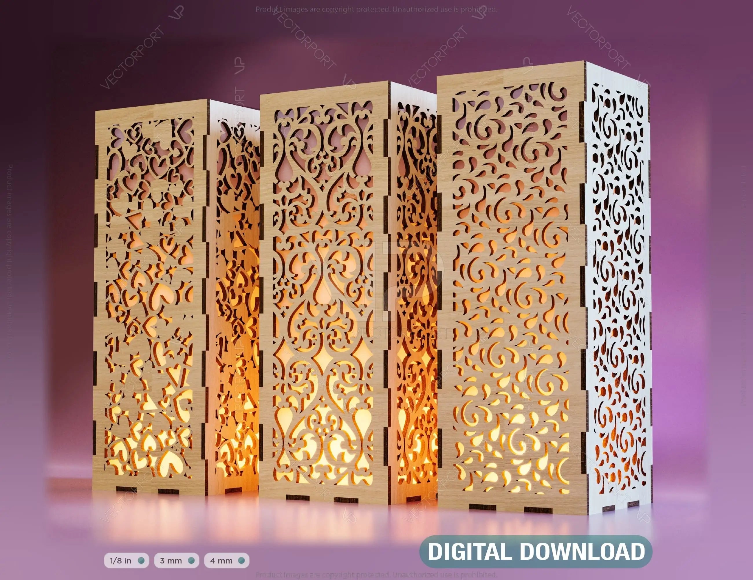 Decorative Wooden table Lamp Lantern Candle Holder Laser Cut Tea light SVG Cut Plan |#U128| VectorPort