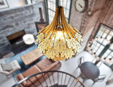 Scandinavian Maple leaves Hanging wooden chandelier lamp shade Pendant light template svg laser cut plywood| SVG, DXF, AI |#128| VectorPort