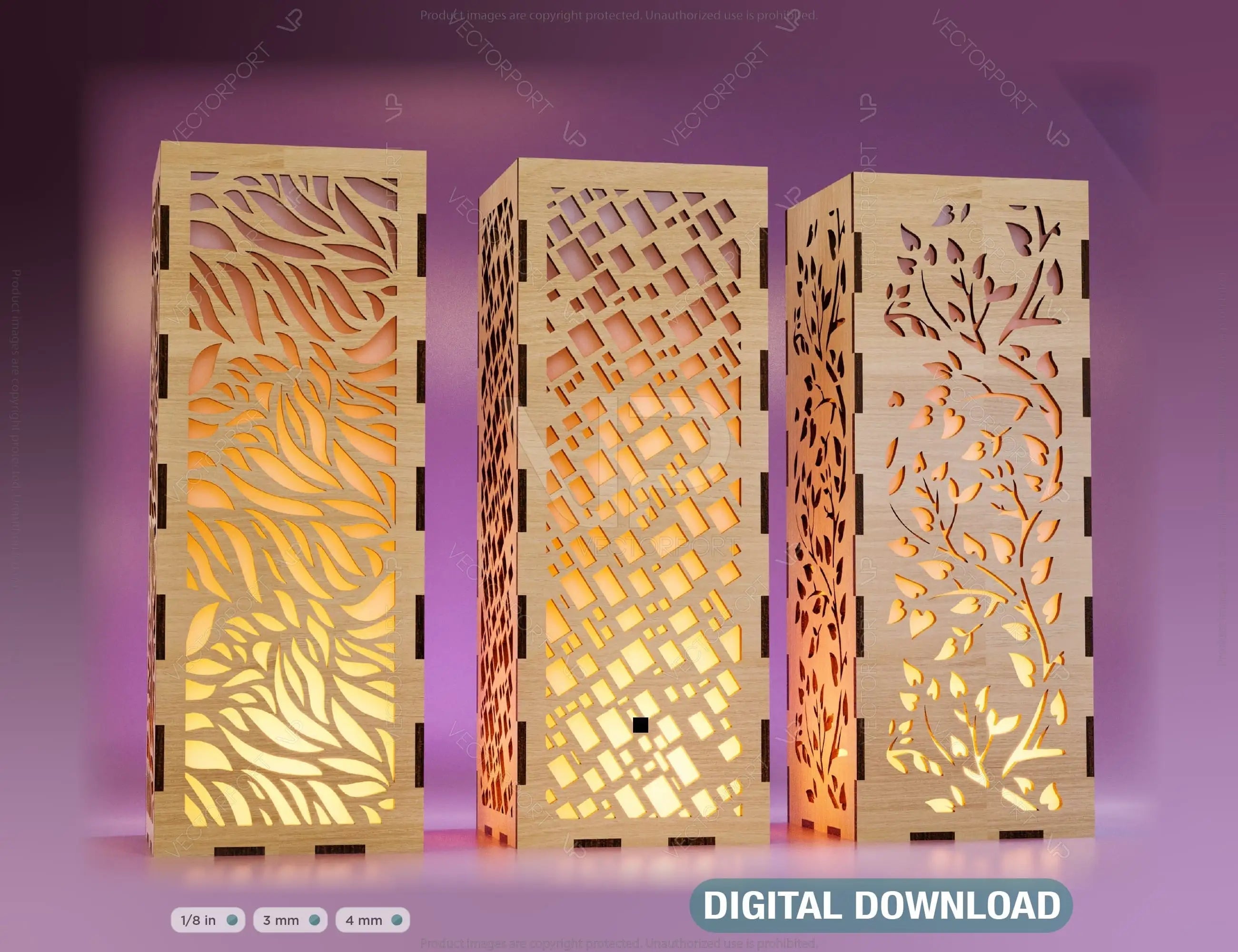 Decorative Wooden table Lamp Lantern Candle Holder Laser Cut Tea light SVG Cut Plan |#U129| VectorPort