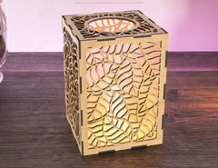 Leaves Pattern Candle Holder Laser Cut Tree Lamp wood Tea light Lantern | SVG, DXF, AI |#129|