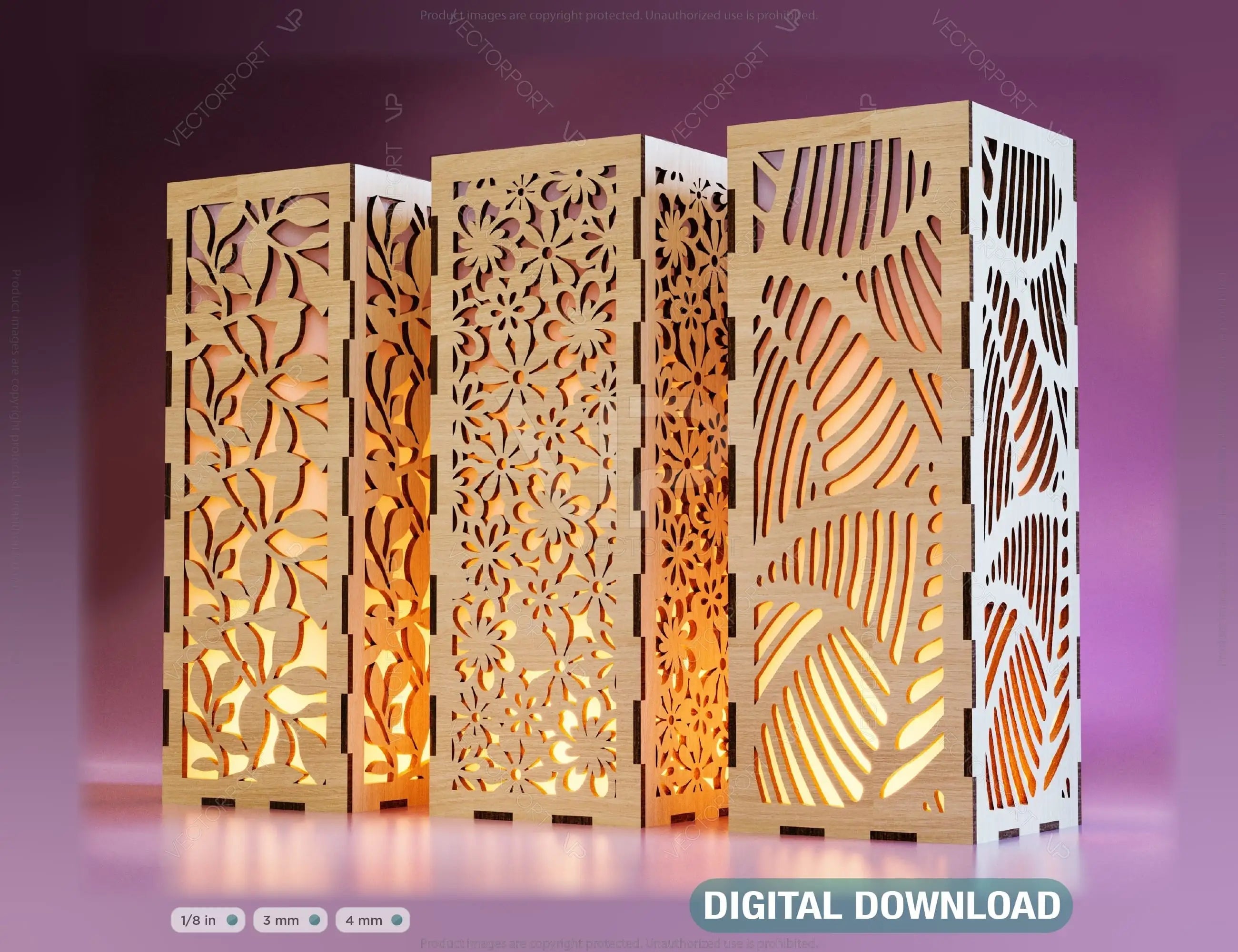 Decorative Wooden table Lamp Lantern Candle Holder Laser Cut Tea light SVG Cut Plan |#U130| VectorPort