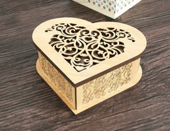 Wooden Heart shaped Jewelry laser cut Box template Wedding Love story vector model Jewelry box cut file | SVG, DXF |#131| VectorPort