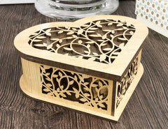 Wooden Heart shaped Jewelry laser cut Box template Wedding Love story vector model Jewelry box cut file | SVG, DXF |#U131| VectorPort