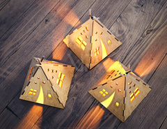 3D Laser Cut Wooden Tent Shape Night Lamp Plywood Laser Cutting Camping Home Lampshade Table Candle Holder Tea light | SVG, DXF, AI |#132|