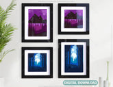 Night Mountains landscape scene multilayer shadow box Painting Frame Wall Decoration Art | SVG, DXF, AI |#133| VectorPort