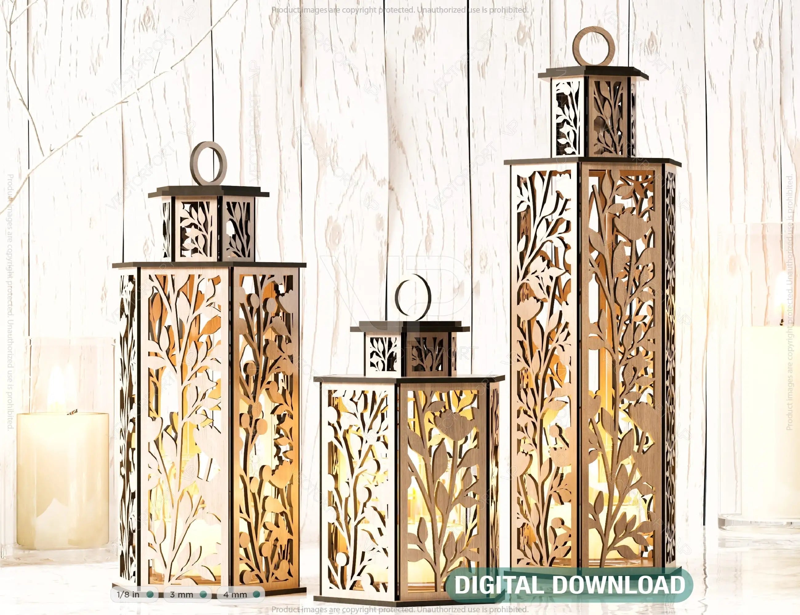 Wooden Wedding Decoration Lantern Laser Cut Centerpiece Night Light Lampshade Table Candle Holder SVG |#U133| VectorPort