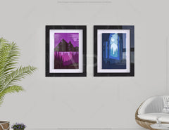 Night Mountains landscape scene multilayer shadow box Painting Frame Wall Decoration Art | SVG, DXF, AI |#133| VectorPort